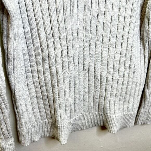 Express Women's Long Sleeve Sweater Button Front Collar Ribbed Light Grey Large - Picture 9 of 15